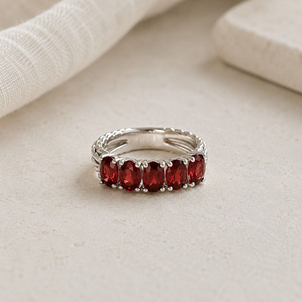 JOHN HARDY JAI Sterling Silver Garnet Gemstone Ring (size 7) NEW